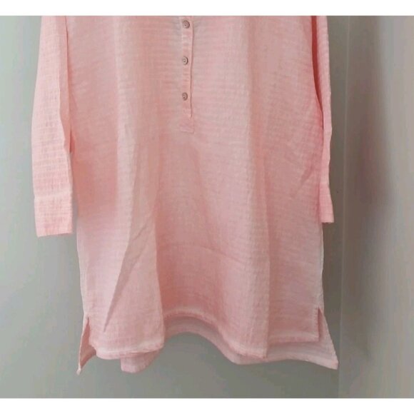 New Focus Popover Waffle Textured Blouse Size Small Pink Lagenlook Buttons - Picture 4 of 9